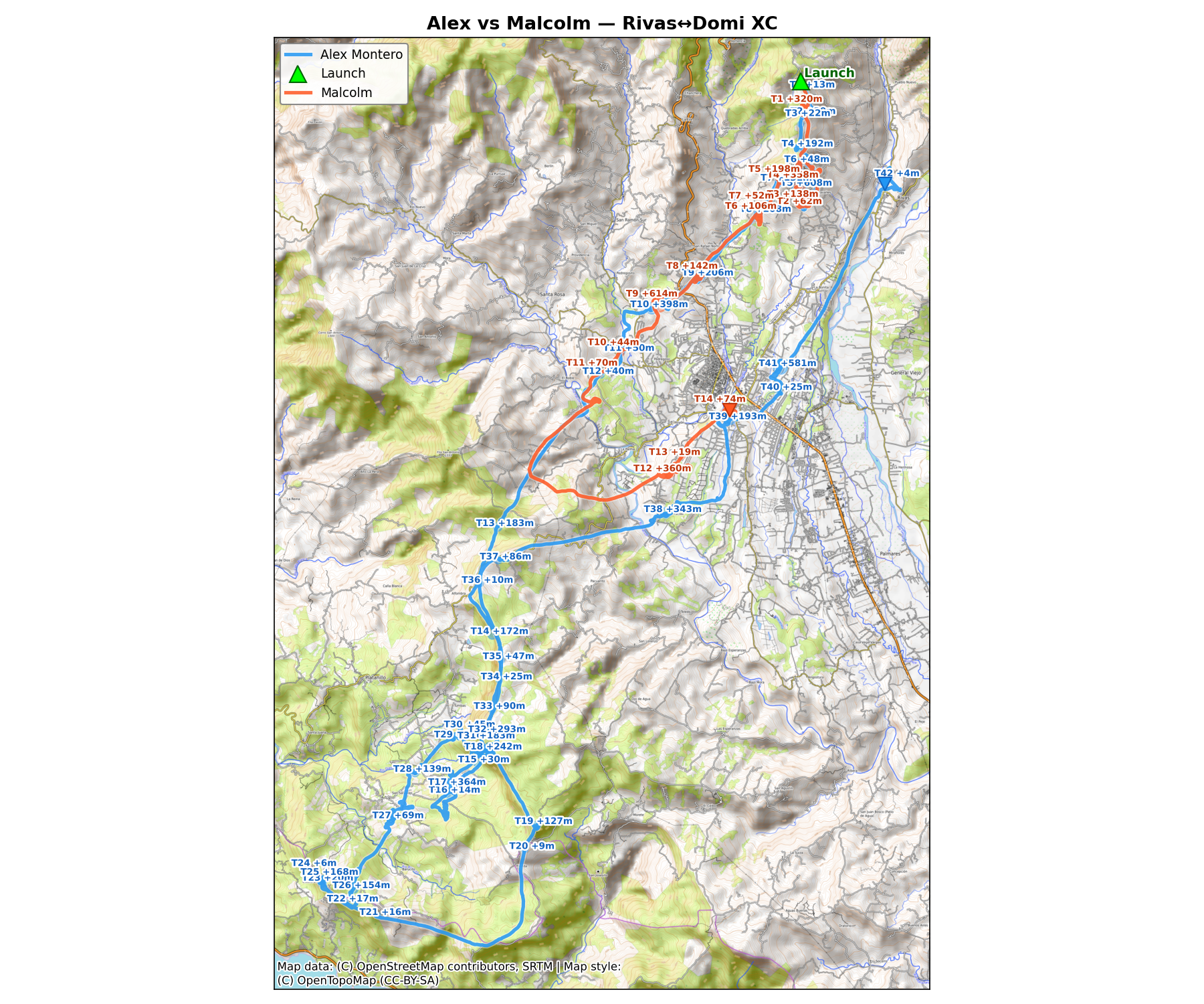 Flight map with thermal locations